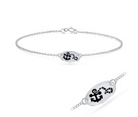 Anchor with Enamel Silver Bracelet BRS-263